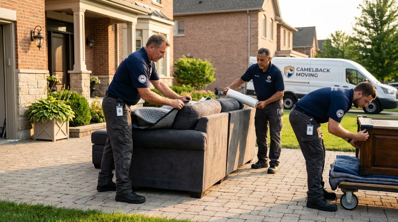 Large estate moving crew wrapping furniture in Atascadero, CA